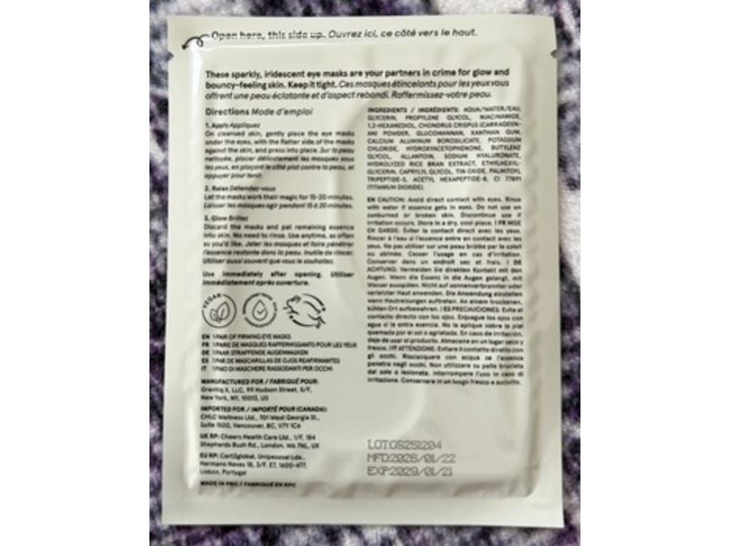 Grace & Stella Firming White Eye Masks, 0.2 fl oz/6 g, 48 Paris