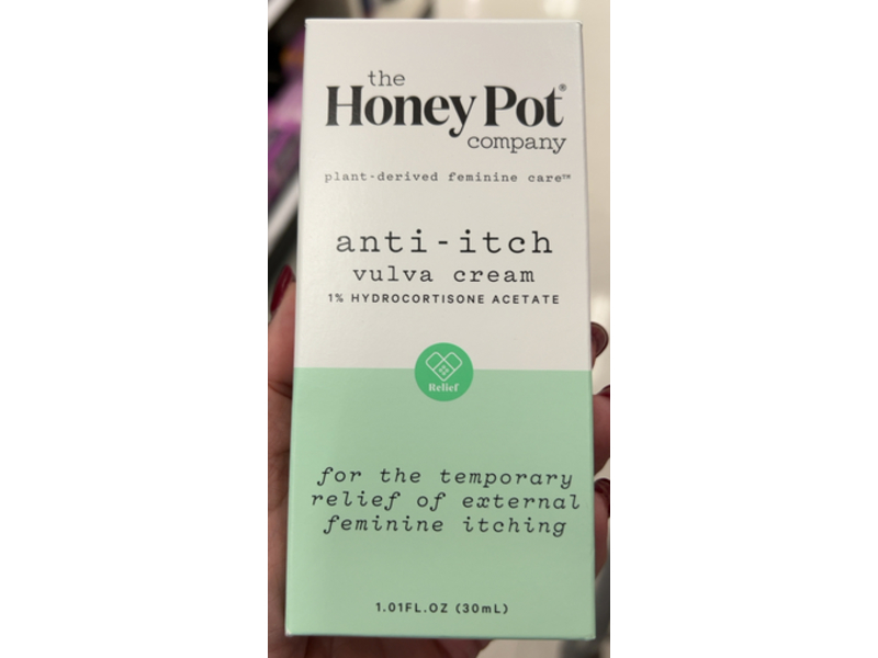 The Honey Pot Company Anti - Itch Vulva Cream, 1% Hydrocortisone Acetate, 1.01 fl oz/30 mL