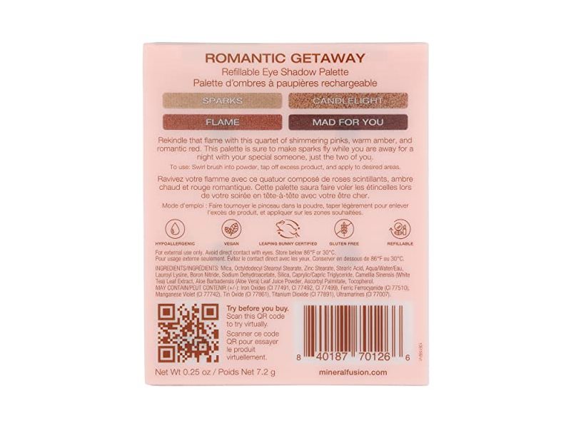 Mineral Fusion Eyeshadow Palette, Romantic Gateway, 0.25 oz/7.2 g