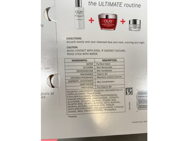 Olay Ultimate Hydrating Moisturizer, Niacinamide + Collagen Peptide, 1.7 oz/48 g, Pack Of 2