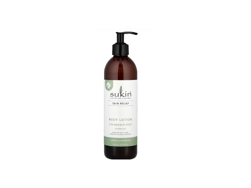 Sukin Skin Relief Body Lotion, Fragrance Free, 16.91 fl oz/500 mL