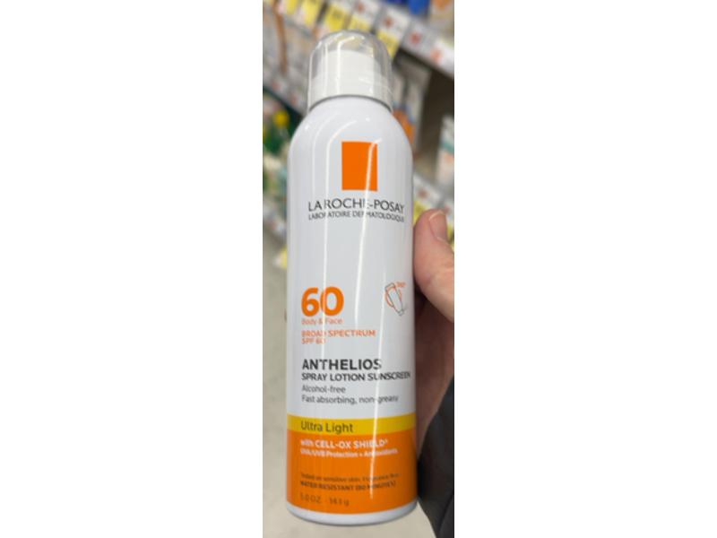 La Roche Posay Anthelios Sunscreen Spray, Ultra Light, SPF 60, 5 fl oz/143 g