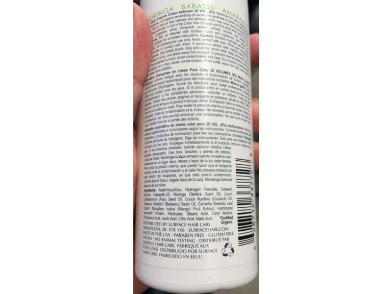 Surface Pure Color Enzyme Cream Activator, 20 Vol, 8 fl oz/236 mL