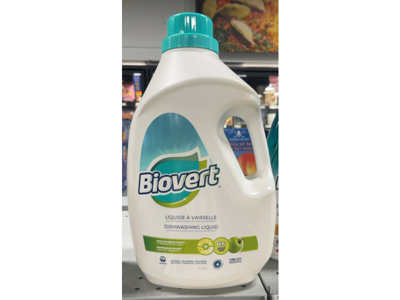 Biovert Dishwashing Liquid, Green Apple, 4.43 L