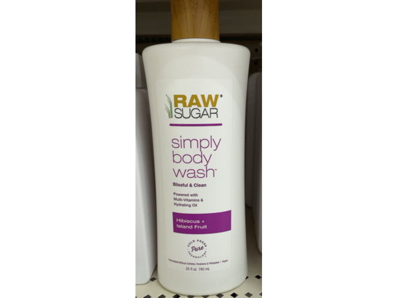 Raw Sugar Simply Body Wash, Hibiscus + Island Fruit, 25 fl oz/740 mL