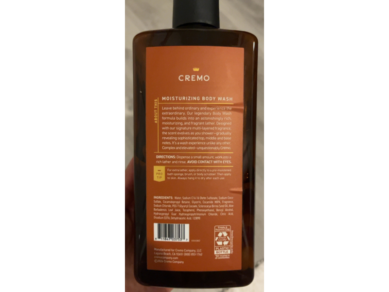 Cremo Golden Amber Body Wash, Tropical & Marine, 16 fl oz/473 mL