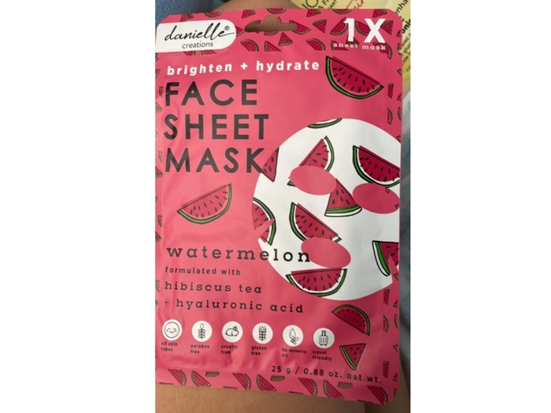 Danielle Creations Face Sheet Mask, Watermelon, 0.88 oz/25 g, 1 Count