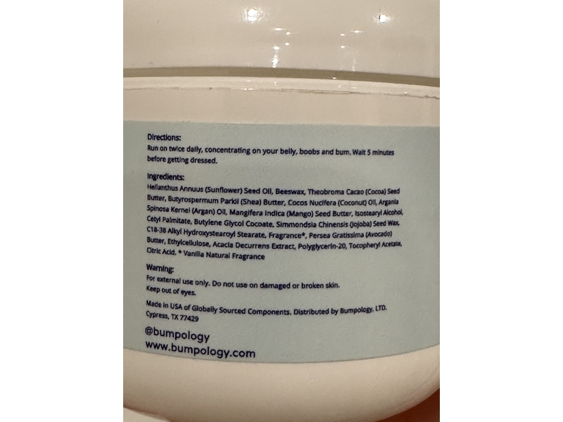 Bumpology Bump Butter Ultra-Hydrating Body Cream, 4 oz