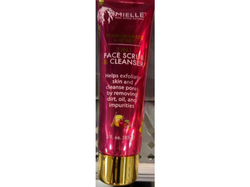 Mielle Pomegranate & Honey 2-In-1 Face Scrub & Cleanser, 3 fl oz/85 mL