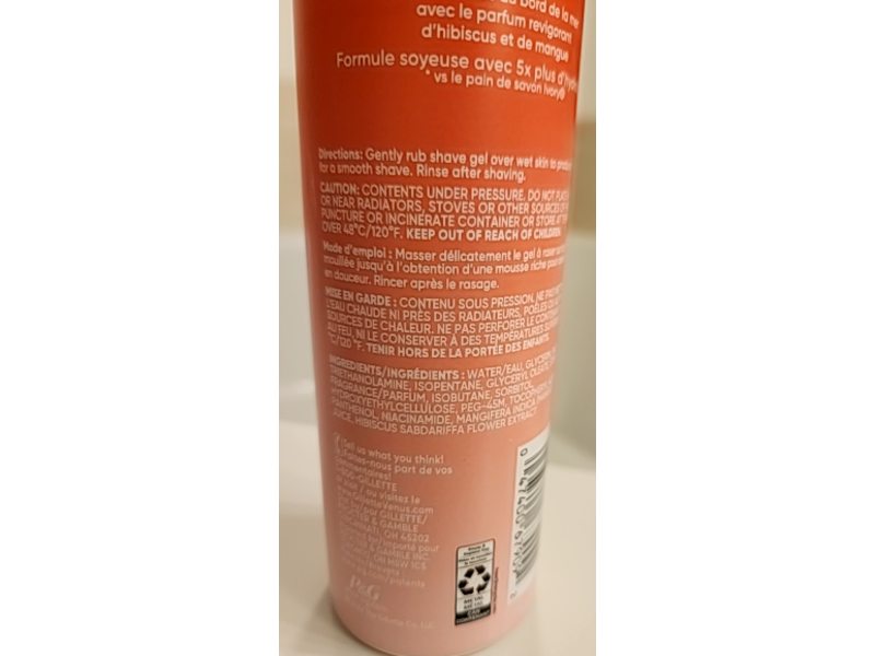 Gillette Venus Shave Gel, Invigorating Revigorant, 7 oz/198 g