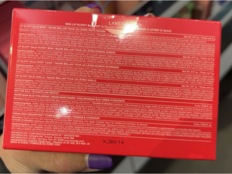 Laneige Mini Lip Glowy Tinted Lip Balm Set, Berry + Gummy Bear + Sweet Candy and Vanilla, 0.17 oz/5g