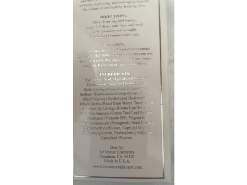 Le Mieux Hyaluronic Serum, 0.5 oz/15 mL