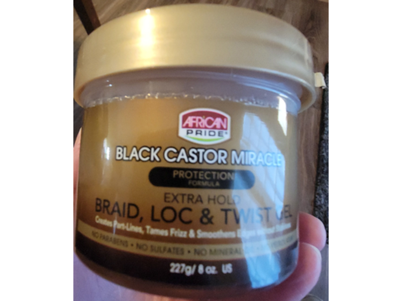 African Pride Braid, Loc & Twist Gel, Black Castor Miracle, 8 fl oz/227 g