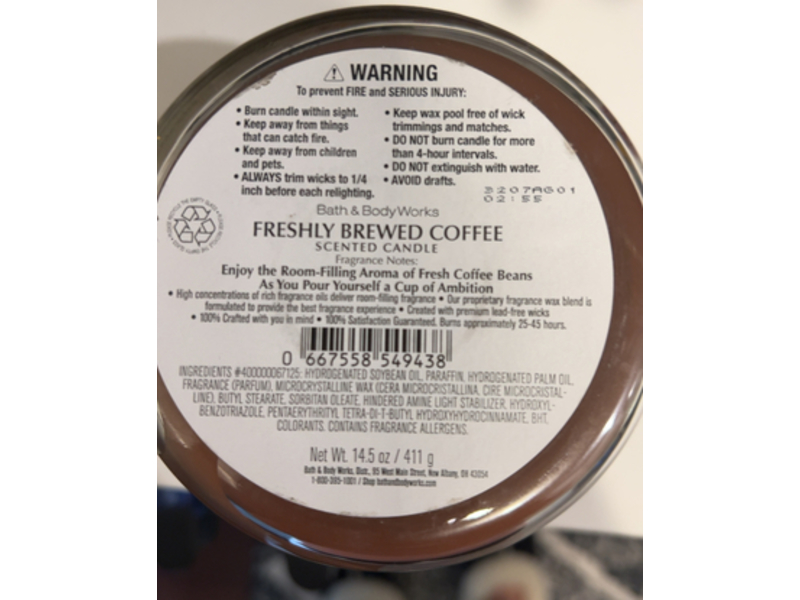 Bath & Body Works Scented Candle, Freshly Brewed Coffee, 14.5 oz/411 g