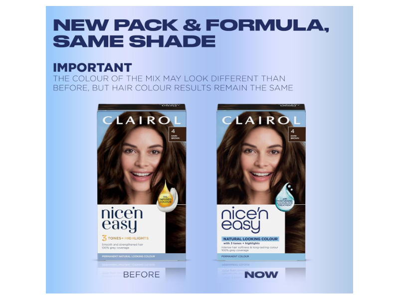 Clairol Nice'n Easy Permanent Hair Color, 4 Dark Brown, 1 Application