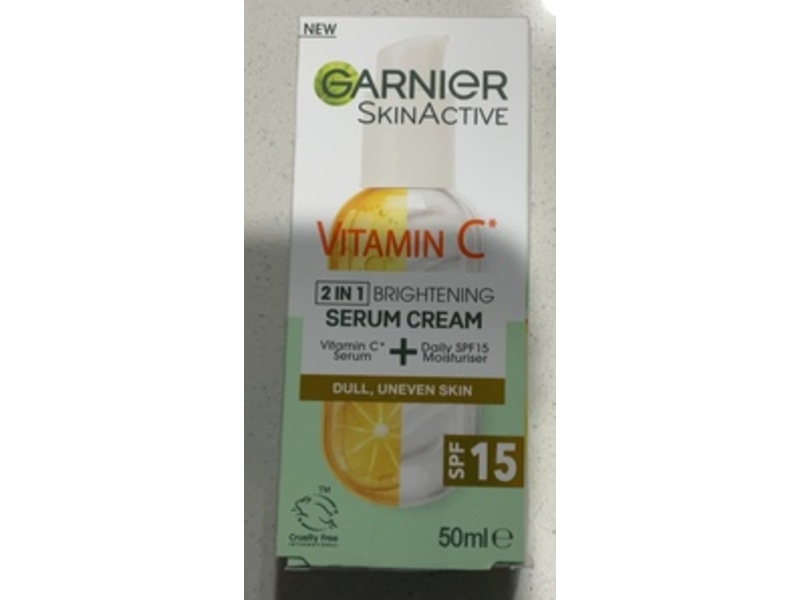 Garnier SkinActive 2 IN 1 Brightening Serum Cream, SPF 15, Vitamin C, 50 mL