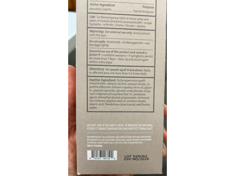 Saje Natural Wellness Pain Release Joint & Arthritis Cream, 2.5 fl oz/75 mL