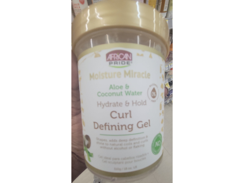 African Pride Moisture Miracle Hydrate & Hold Curl Defining Gel, Aloe & Coconut Water, 18 oz/510 g