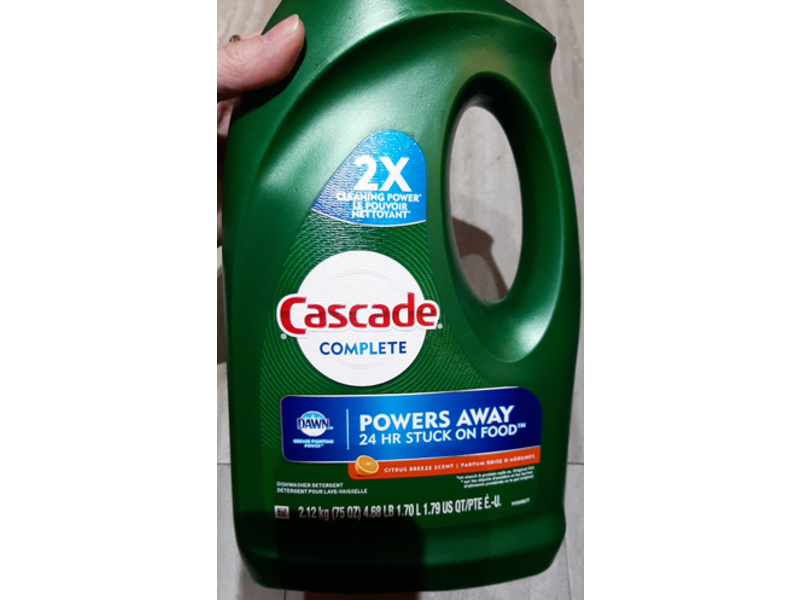 Cascade With Dawn Complete Dishwashing Gel, Citrus, 75 oz/1.70 L