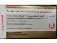 Septocaine (articaine HCL 4% and epineprine 1:100,000) Injection, 1.7 mL Septodont - Image 3