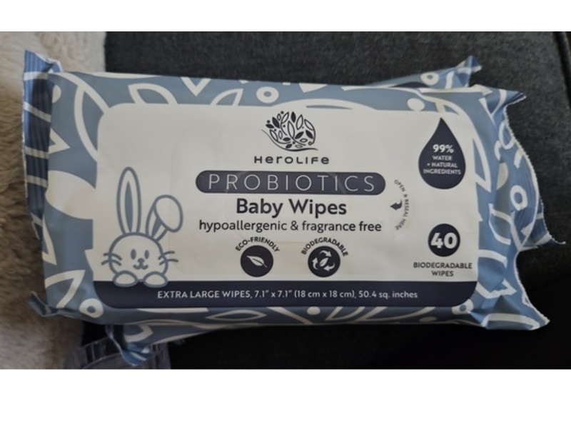 Herolife Probiotics Baby Wipes, 40 Count, 3 Pack
