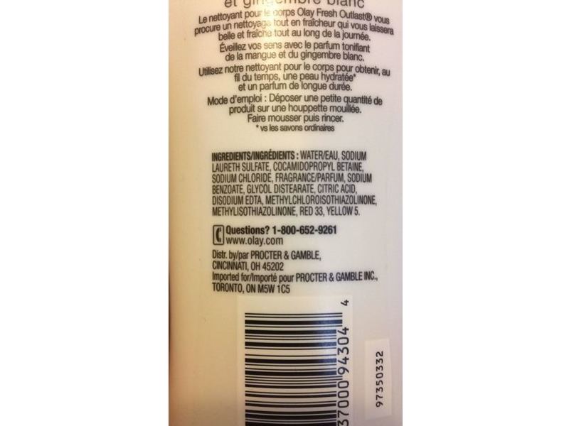 Olay Fresh Outlast Invigorating Body Wash, Champagne Mango & White Ginger, 22 fl oz