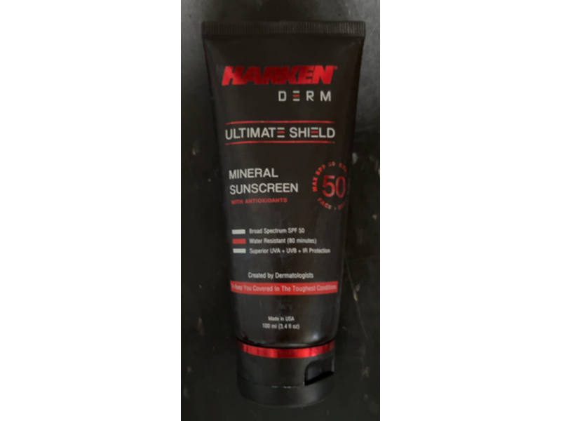 Harken Derm Ultimate Shield Mineral Sunscreen, SPF 50, 3.4 fl oz/100 mL