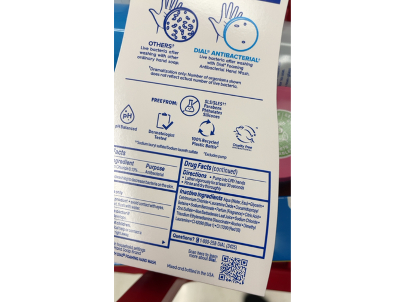 Dial Foaming Antibacterial Defence + Aloe Hand Wash, Soothing White Tea, 10 fl oz/296 mL