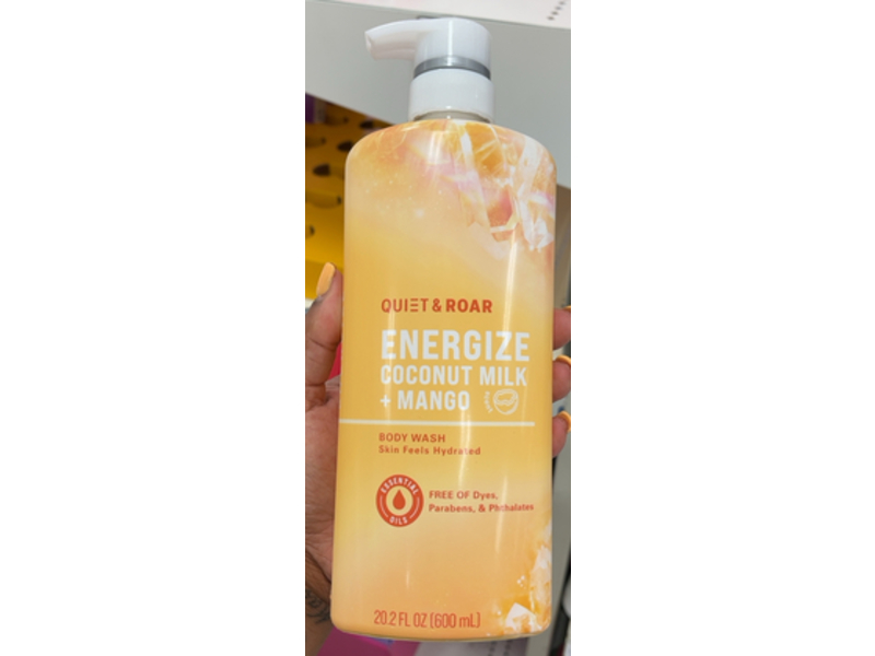 Quiet & Roar Energize Body Wash, Coconut Milk + Mango, 20.2 fl oz/600 mL