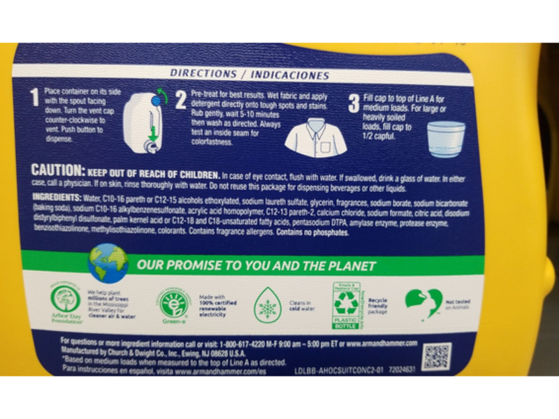 Arm & Hammer Plus OxiClean with Odor Blasters Liquid Laundry Detergent, Fresh Burst, 128 Loads, 166.5 fl oz/4.92 L