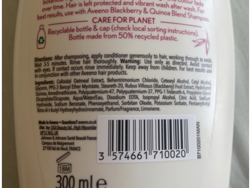 Aveeno Conditioner, Blackberry & Quinoa Blend, 10.1 fl oz/300 mL