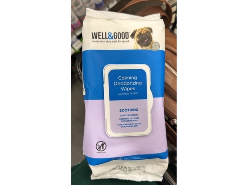 Well & Good Calming Deodorizing Dog Wipes, Lavender, 100 Count