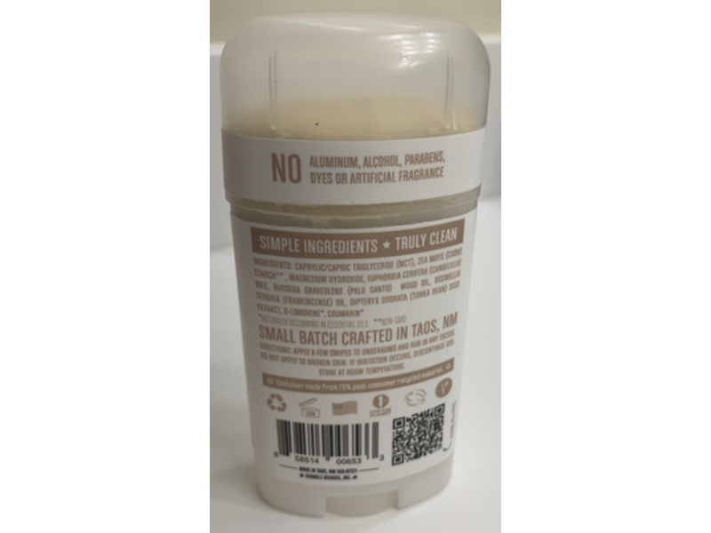 Humble Simple & True Nothing Bad All Natural Deodorant, Palo Santo & Frankincense, 2.5 oz/70 g