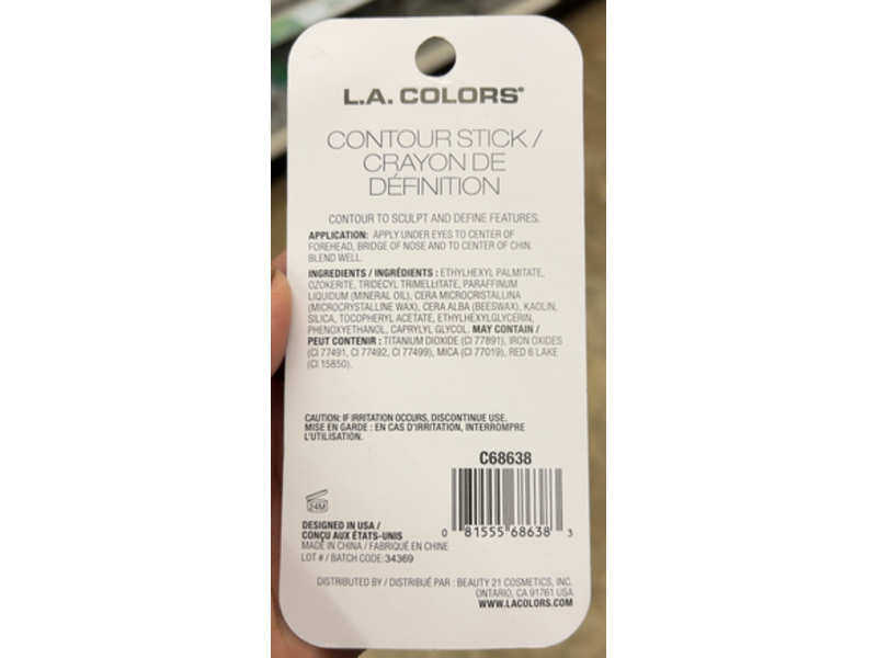 L.A. Colors Contour Stick, Light, 0.07 oz/1.9g