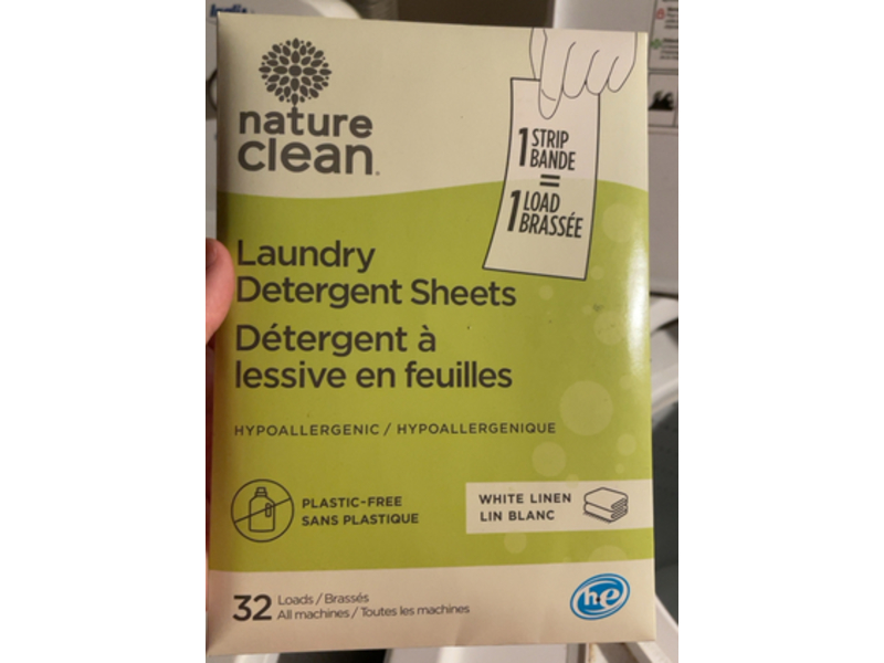 Nature Clean Non-Toxic Laundry Detergent Sheets, White Linen, 32 Loads