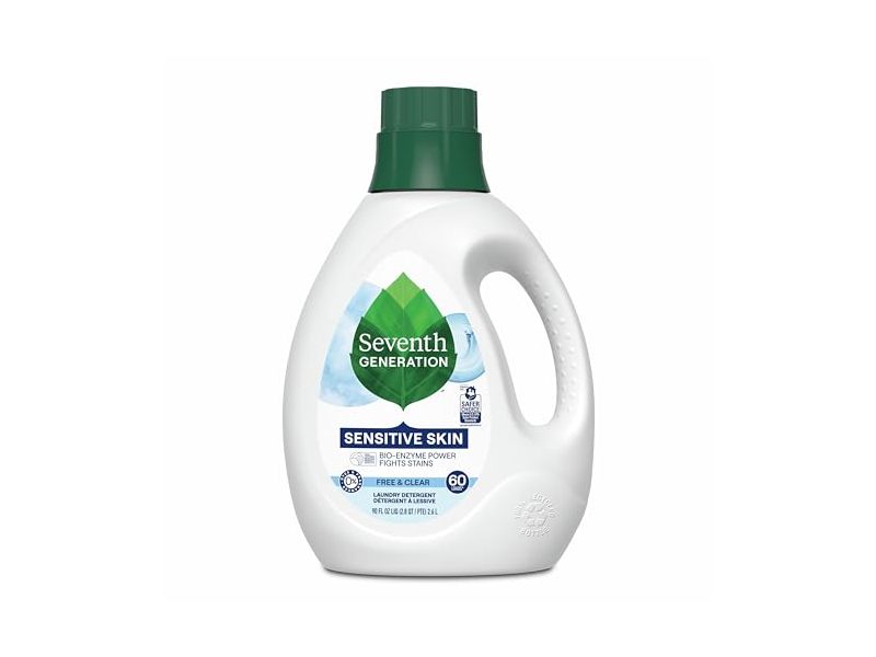 Seventh Generation Sensitive Skin Liquid Laundry Detergent, Free & Clear, 60 Loads, 90 fl oz/2.6 L