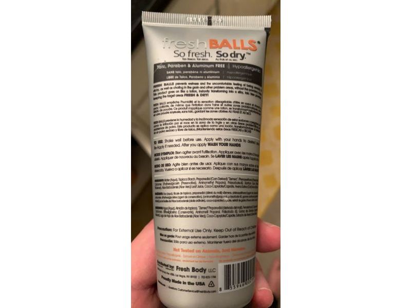 Fresh Balls Fresh body Soothing Cream, 3.4 fl oz/100 mL