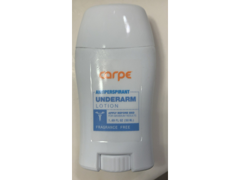 Carpe Antiperspirant Underarm Lotion, Fragrance Free, 1.69 fl oz/50 mL