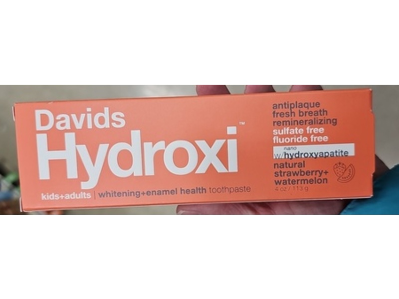 Davids Hydroxi Whitening+Enamel Health Toothpaste, Natural Strawberry+Watermelon, 4 oz/113 g