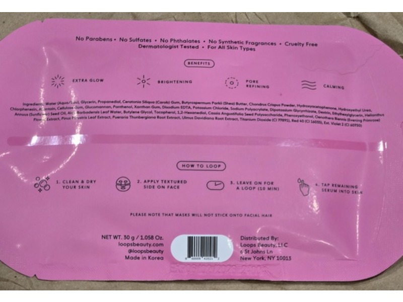 Loops Double Take Glow Hydrogel Face Mask, 1 Count