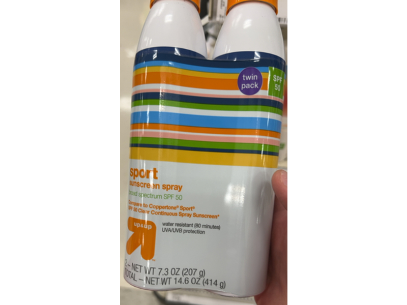 Up & Up Sport Sunscreen Spray, SPF 50, 14.6 oz/414 g, Pack Of 2