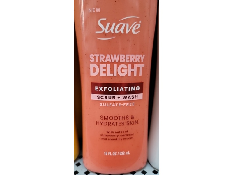 Suave Exfoliating Scrub + Wash, Strawberry Delight, 18 fl oz/532 mL