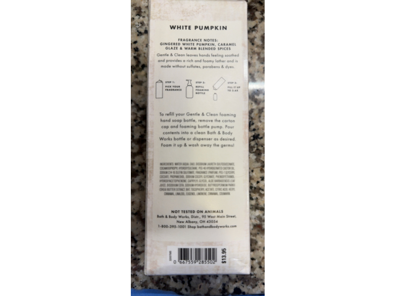 Bath & Body Works Gentle & Clean Foaming Hand Soap Refill, White Pumpkin, 32 fl oz/946 mL