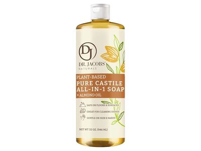 Dr. Jacobs Naturals Plant Based Pure Castile All-In-1 Soap, Almond Oil, 32 oz/946 mL