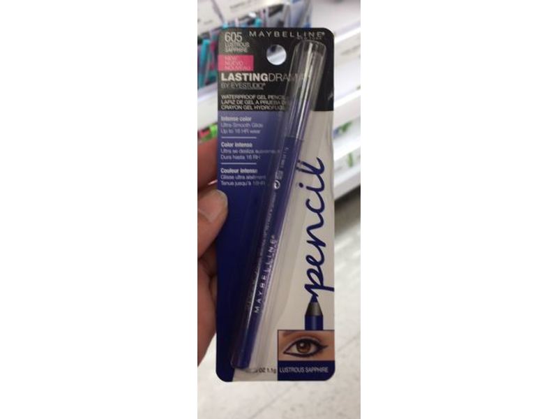 Maybelline Eye Studio Lasting Drama Waterproof Gel Pencil, 605 Lustrous Sapphire, 0.038 oz/1.1 g