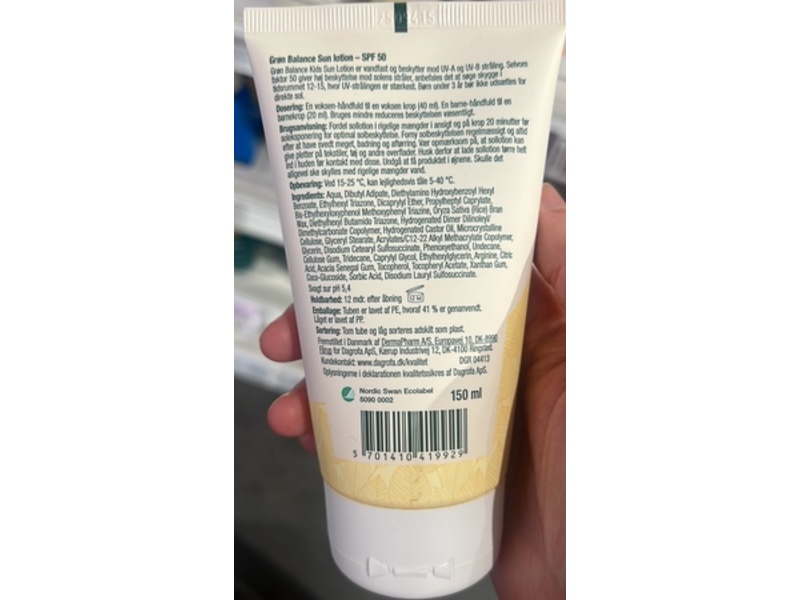 Gron Balance Mild Kids Sun Lotion, SPF 50, 150 mL