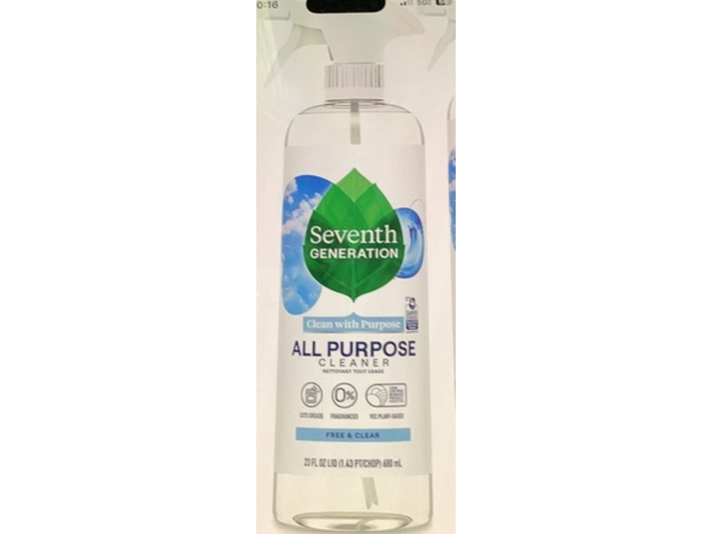 Seventh Generation All Purpose Cleaner, Free & Clear, 23 fl oz/690 mL