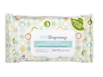 Well Beginnings Natural Care Wipes, Fragrance Free, 72 ct