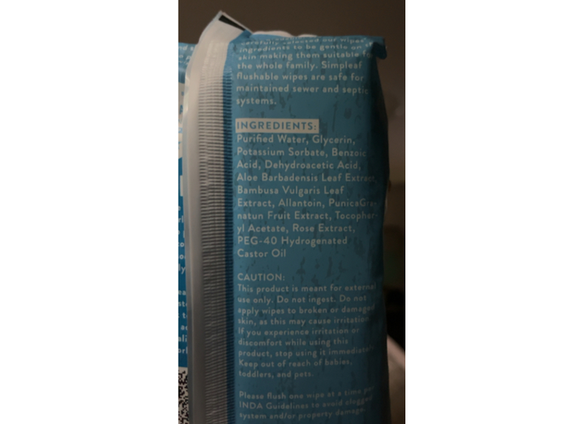 Simpleaf Flushable Wipes, + Soothing Aloe, 50 Count