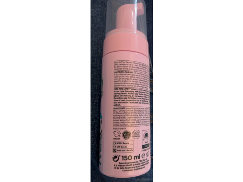 Superdrug Solait Self Tan Express Mousse, Medium, 150 mL